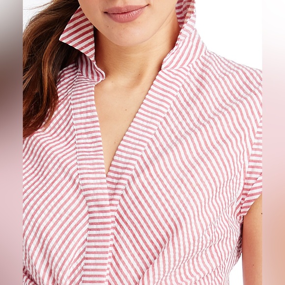 Vineyard Vines seersucker tie front striped dress - 6 - Picture 2 of 10